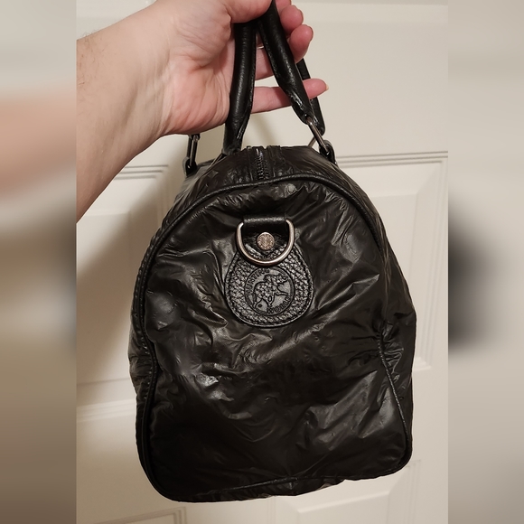 Hunting World Small Duffle/ Boston Bag Nylon w/ Leather Trim Black 12"X 10" X 7" - Picture 7 of 12